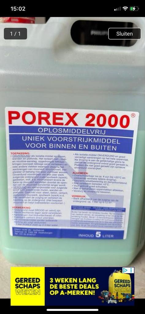 Voorstrijk Porex 2000 BB - Halve Liter, Doe-het-zelf en Verbouw, Verf, Beits en Lak, Gebruikt, Verf, Minder dan 5 liter, Overige kleuren