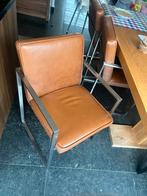 6 leren Montel stoelen met stalen frame, Huis en Inrichting, Stoelen, Ophalen, Gebruikt, Bruin, Leer