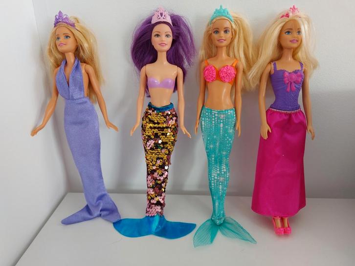 Barbie Zeemeerminnen Set - 4 Poppen, Kinderen en Baby's, Speelgoed | Poppen, Gebruikt, Barbie, Ophalen of Verzenden