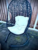 Zwarte ei schommelstoel met wit kussen, Ophalen, Binnen, Gebruikt, Met standaard