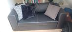 zwart leren bedbank / bankje / tweezitter, Huis en Inrichting, Banken | Bankstellen, Ophalen, Gebruikt, Minder dan 75 cm, Tweepersoons