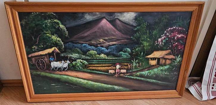 Indonesisch Landschap Schilderij, Antiek en Kunst, Kunst | Schilderijen | Klassiek, Ophalen of Verzenden