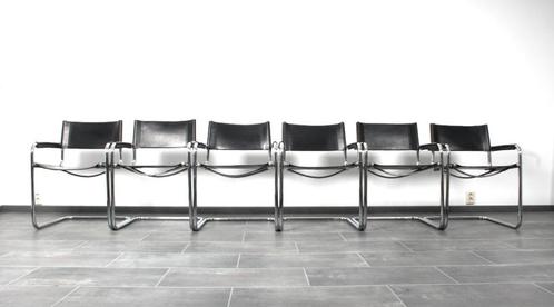 Nog 4 zwart tuigleer buisframe stoelen S34 van Mart Stam, Huis en Inrichting, Stoelen, Gebruikt, Vier, Leer, Metaal, Zwart, Ophalen of Verzenden