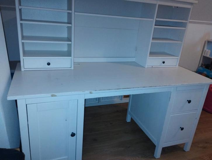 ikea Hemmes bureau met opzetstuk., Huis en Inrichting, Bureaus, Gebruikt, Ophalen