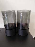 Set van 2 Grijze Kandelaars, Gebruikt, 25 tot 50 cm, Grijs, Ophalen of Verzenden