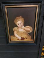 Portret van een Meisje Olieverf op paneel, Ophalen of Verzenden