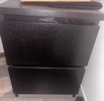 Ikea Malm nachtkastje - zwart - 2 lades, Gebruikt, Minder dan 45 cm, Ophalen of Verzenden, Minder dan 55 cm