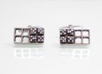 Vintage zilveren modernistische manchetknopen, Sieraden, Tassen en Uiterlijk, Antieke sieraden, Ophalen of Verzenden, Zilver, Manchetknopen