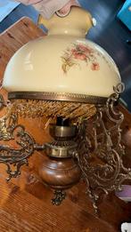 Grote vintage hanglamp, glas & messing, ca. 33 cm, Ophalen, Gebruikt, Glas, Minder dan 50 cm