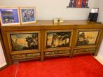 Antiek Chinees dressoir handbeschilderd B 2.30x D 48 x H 92, Huis en Inrichting, Gebruikt, 200 cm of meer, 25 tot 50 cm, Met deur(en)