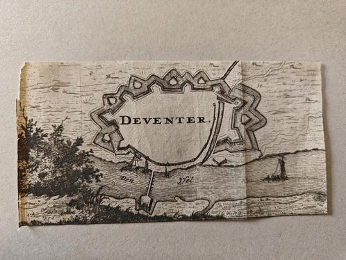 Zeldzame mini gravure Deventer - authentiek 340 jr oud!, Antiek en Kunst, Kunst | Etsen en Gravures, Ophalen of Verzenden