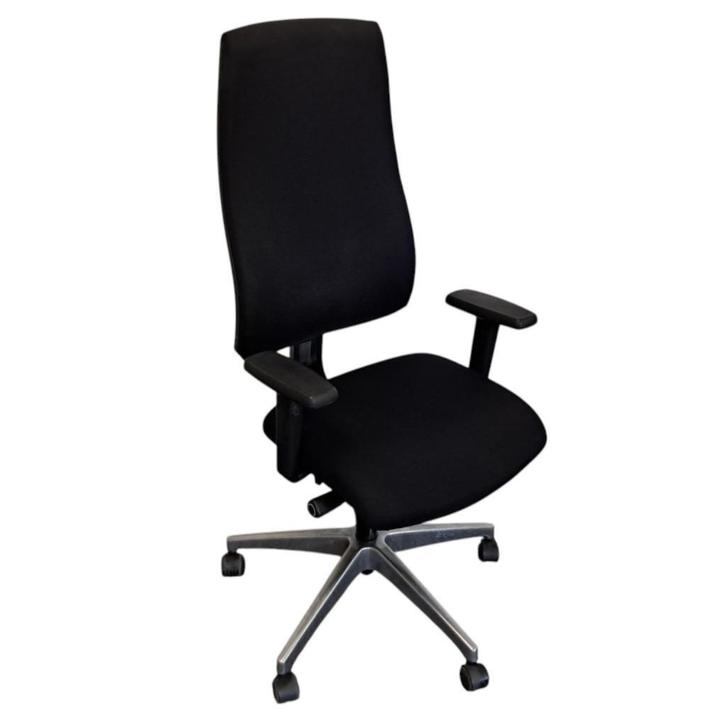 Interstuhl Bureaustoel Zwart Gepolijst Aluminium, Huis en Inrichting, Bureaustoelen, Gebruikt, Bureaustoel, Zwart, Ergonomisch