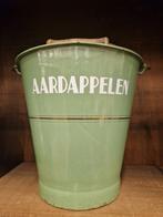 Vintage Emaille Aardappelen Emmer - Groen met Gouden Rand, Antiek en Kunst, Curiosa en Brocante, Ophalen