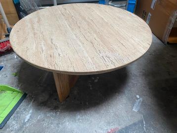 Salontafel Travertin met Mango Hout Poot - 79cm beschikbaar voor biedingen