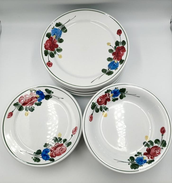 Vintage set borden van Lilien porzelan Austria Alpenflora, Antiek en Kunst, Antiek | Servies los, Ophalen of Verzenden