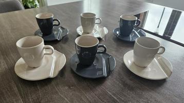 D.E. Douwe Egberts Koffiekopjes + schotels 6 stuks beschikbaar voor biedingen