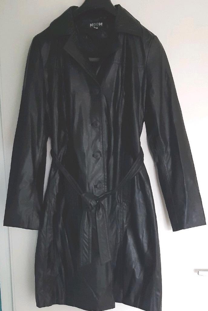 Lange jas zwart imitatieleer, gevoerd, Nitty Gritty,zgan, Kleding | Dames, Jassen | Winter, Zo goed als nieuw, Maat 38/40 (M)