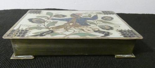 messing - koper doosje met emaille [612], Antiek en Kunst, Antiek | Koper en Brons, Ophalen