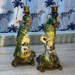 Antieke stijl papegaaien kandelaars van porselein, Antiek en Kunst, Ophalen, Koper of Brons