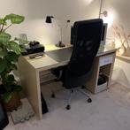 IKEA bureau licht eiken look met glasplaat (140x75x75), Huis en Inrichting, Ophalen, Gebruikt, Bureau