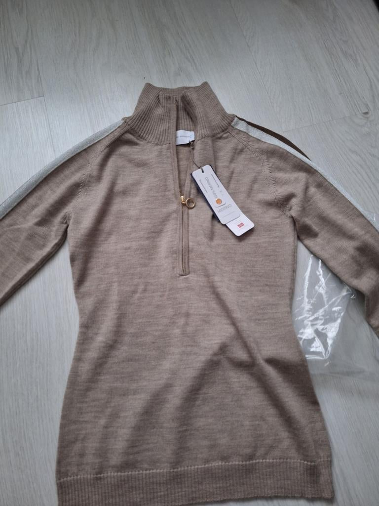 We Norwegians merino wollen trui met halve rits maat XS 34, Verzenden, Beige, Nieuw, We Norwegians