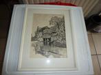 oude tekening ets print f.v. aalst, Antiek en Kunst, Curiosa en Brocante, Ophalen of Verzenden