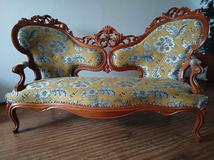 Fraaie antieke mahonie horrix bank ca 1865, Antiek en Kunst, Antiek | Meubels | Stoelen en Banken, Ophalen