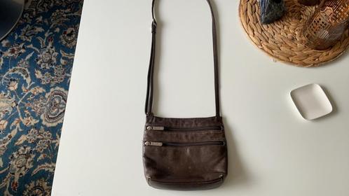 My lady bruine vintage schoudertas met 3 vakken met rits, Sieraden, Tassen en Uiterlijk, Tassen | Schoudertassen, Gebruikt, Overige merken