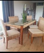 Eettafel Acacia wood, Huis en Inrichting, Glas, Zo goed als nieuw, Verzenden