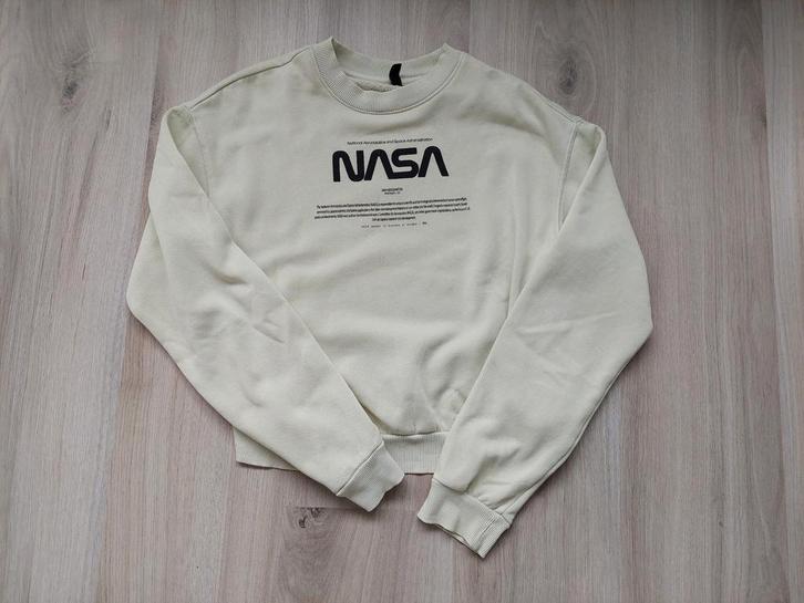 Lichtgele NASA trui H&M - Maat XS, Kleding | Dames, Truien en Vesten, Gedragen, Maat 34 (XS) of kleiner, Geel, Ophalen of Verzenden