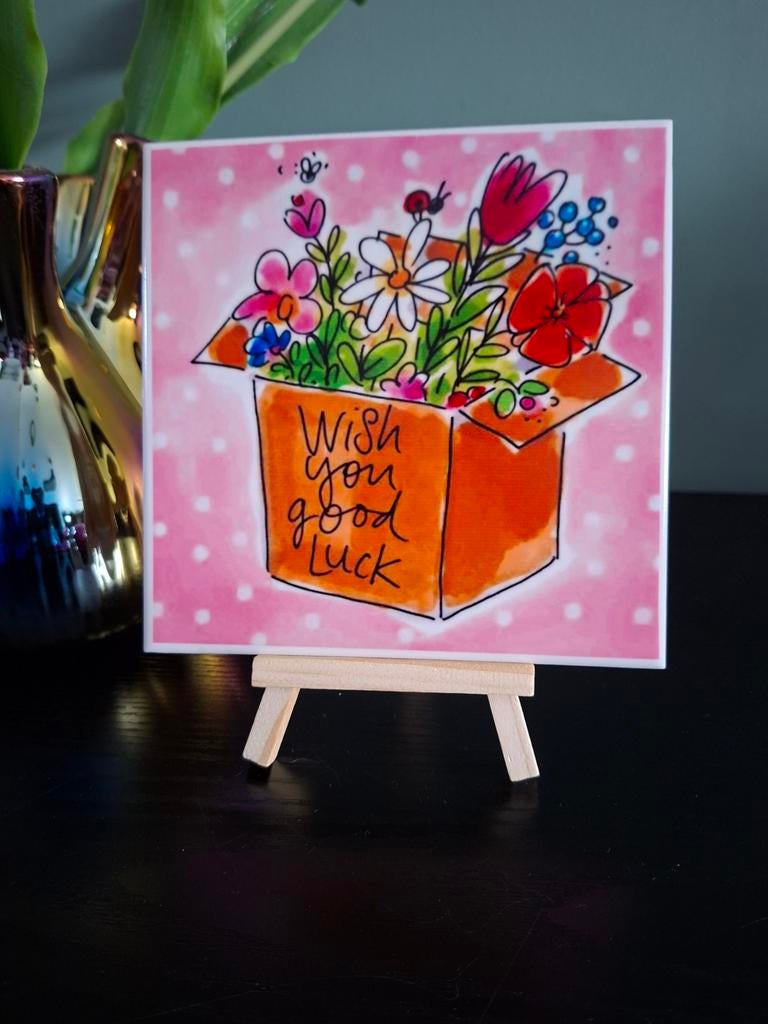 Handgemaakte tegel - Wish you good luck - 15x15cm, Ophalen of Verzenden, Nieuw