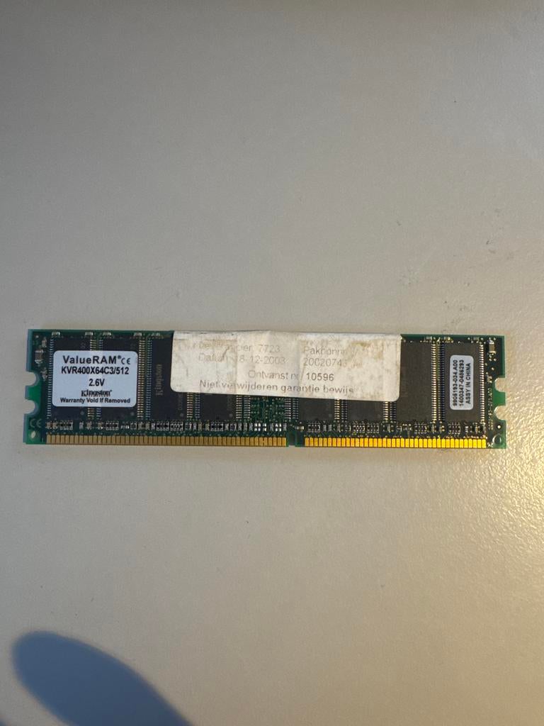 Kingston 512MB DDR PC400 RAM Geheugen, Computers en Software, RAM geheugen, Gebruikt, Ophalen of Verzenden, DDR, Desktop