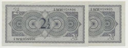 Nederland 2,5 Gulden 1949 Juliana 2x serienummer opvolgend, Postzegels en Munten, Bankbiljetten | Nederland, Los biljet, 2½ gulden