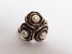 Brutalist Modernist ring echte parels zilver 925 maat 22 MCM, Sieraden, Tassen en Uiterlijk, Ringen, 20 of groter, Verzenden, Zo goed als nieuw