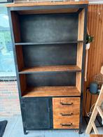Stoere industriële stalen kast en mangohout, Ophalen, Gebruikt, Met deur(en), 50 tot 100 cm