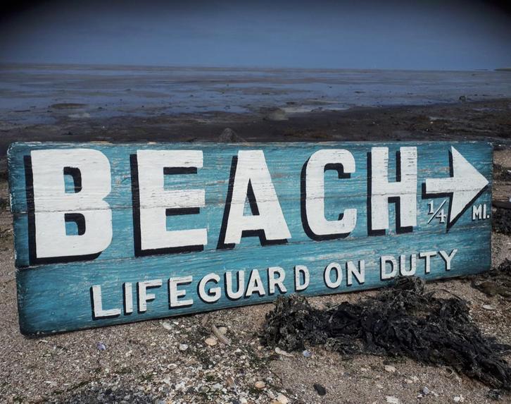 Handgeschilderd houten tekstbord / Cottage / Beach / strand, Huis en Inrichting, Woonaccessoires | Wanddecoraties, Nieuw, Ophalen of Verzenden