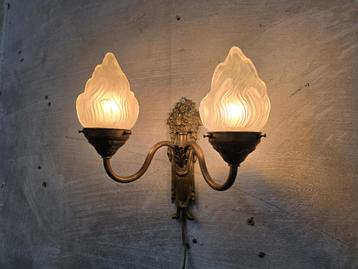 Antieke Wand Lamp | Vintage Metalen Wandlamp Brons beschikbaar voor biedingen
