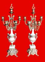 Vergulde Italiaanse klok Hermle met putty kandelaren, Ophalen, Koper of Brons