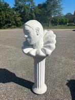 Beeld Pierrot melancholieke clown wit gips, Ophalen