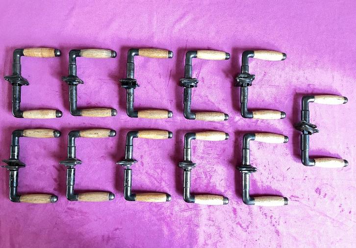 Gietijzeren oude deurklinken, deurkrukken, vrij en bezet, Antiek en Kunst, Curiosa en Brocante, Ophalen of Verzenden