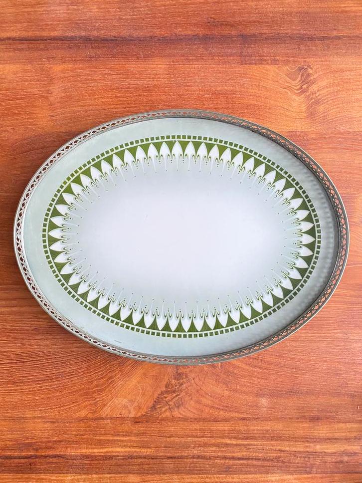 Art Deco Keramiek Dienblad met Tinnen Rand, Antiek en Kunst, Antiek | Servies los, Ophalen of Verzenden