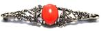 Schitterende Antiek Zilver Bloedkoraal Broche, Verzenden, Zilver, Broche