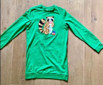 T-shirtjurk met wasbeer applicatie, maat 146 beschikbaar voor biedingen