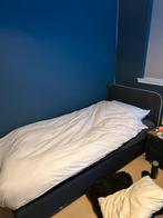 Donkerblauwe boxspring, Ophalen, Gebruikt, 90 cm, Blauw