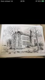 6 stuks Kastelen in Limburg pentekening van Ri de Vries, Antiek en Kunst, Kunst | Tekeningen en Foto's, Ophalen