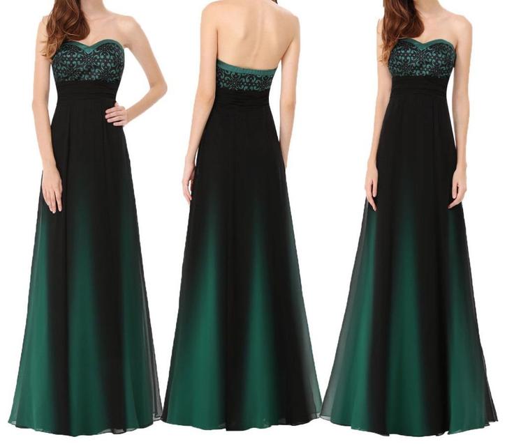 nieuwe galajurk maat 36 zwart/groen, Kleding | Dames, Gelegenheidskleding, Nieuw, Galajurk, Maat 36 (S), Zwart, Ophalen of Verzenden