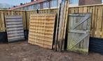 Geimpregneerde tuinschermen schutting + poort + palen, Tuin en Terras, Schuttingen, Ophalen, Hout, 6 meter of meer, 1 tot 2 meter