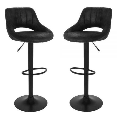 Barkruk industrial zwart, Huis en Inrichting, Barkrukken, Nieuw, 90 cm of meer, Leer, 1 kruk, In hoogte verstelbaar, Met voetsteun