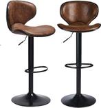 💖️️ ACTIE 2 Trendy Leren Barkrukken Retro Look Cognac, Verzenden, Nieuw, Metaal, 90 cm of meer