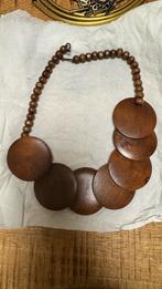 Houten Ketting met Ronde Hangers, Ophalen of Verzenden, Gebruikt, Bruin, Overige materialen